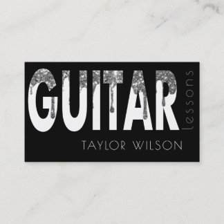 Tarjeta De Visita purpurina de plata tira a profesor de guitarra