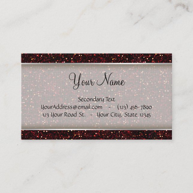 Tarjeta De Visita Purpurina de rubíes rojo oscuro (Anverso)