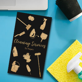 Tarjeta De Visita Purpurina de servicios de limpieza de doncella dor