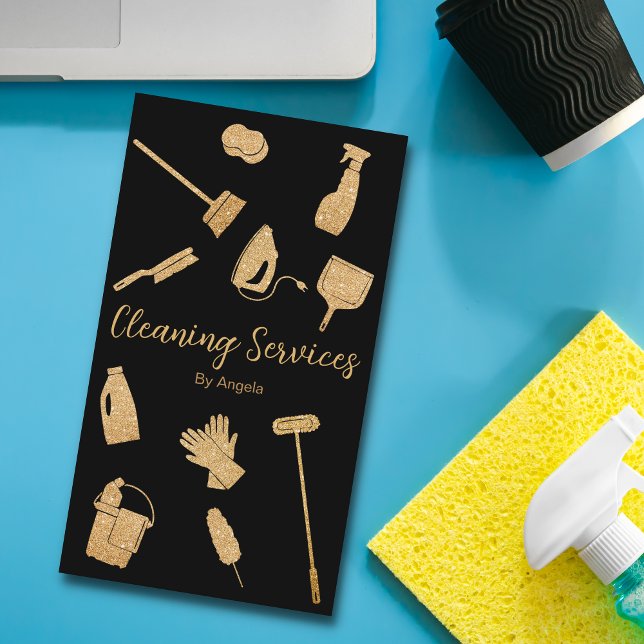 Tarjeta De Visita Purpurina de servicios de limpieza de doncella dor (Subido por el creador)