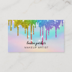 Tarjeta De Visita Purpurina de taladro holográfico maquillador Hair