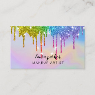Tarjeta De Visita Purpurina de taladro holográfico maquillador Hair
