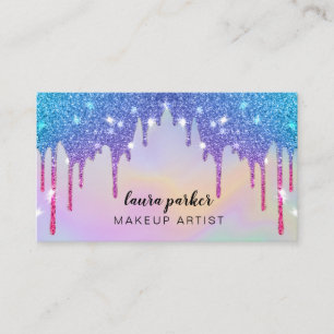 Tarjeta De Visita Purpurina de taladro holográfico maquillador Hair