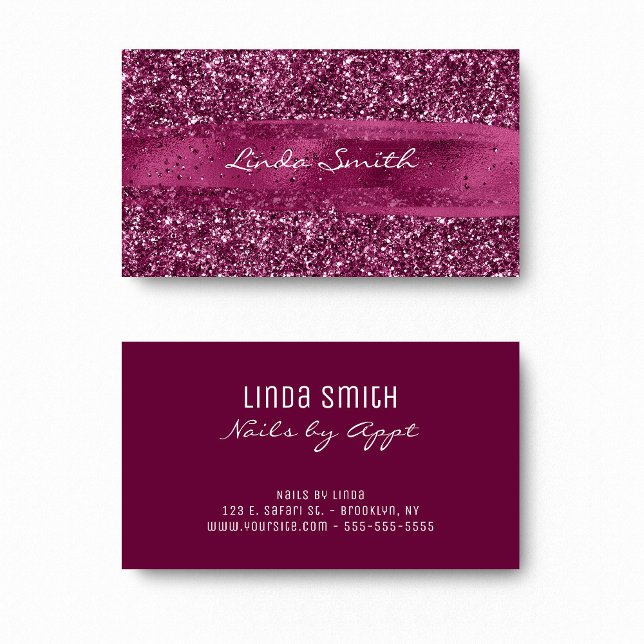 Tarjeta De Visita Purpurina de vino y pincel (Wine Glitter and Brush Stroke Business Card)