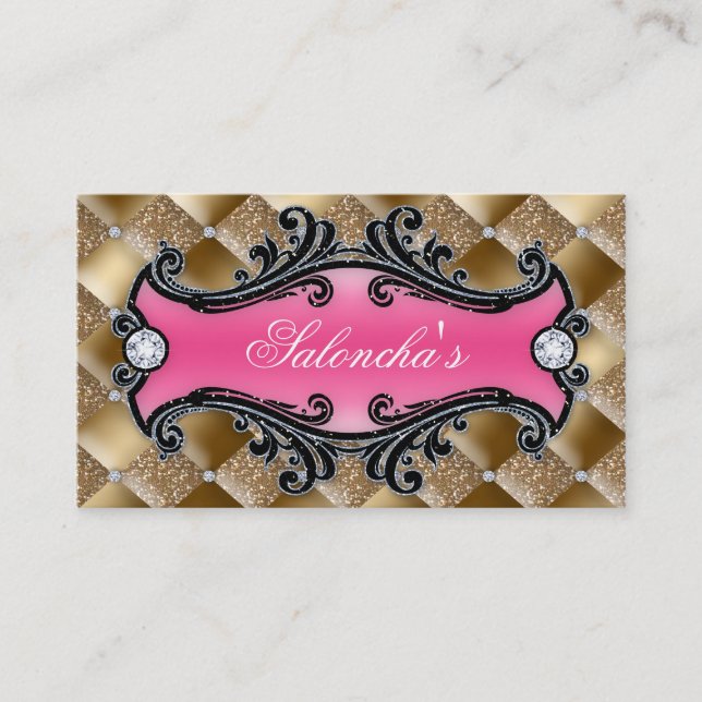 Tarjeta De Visita Purpurina del diamante del artista de maquillaje (Anverso)