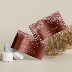 Tarjeta De Visita Purpurina del evento de maquillaje Rosa Nails Mani