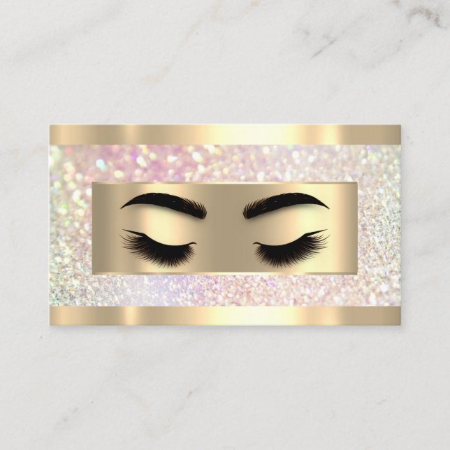 Tarjeta De Visita Purpurina del logotipo del Holograma de maquillaje (Anverso)