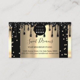 Tarjeta De Visita Purpurina del marco de golosinas doradas Confetti 