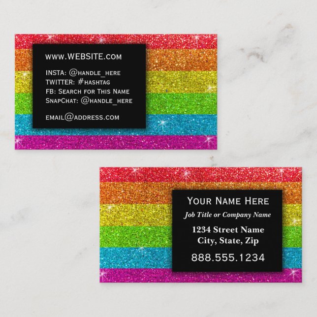 Tarjeta De Visita PURPURINA del orgullo LGBTQ artista maquillador ar (Anverso / Reverso)