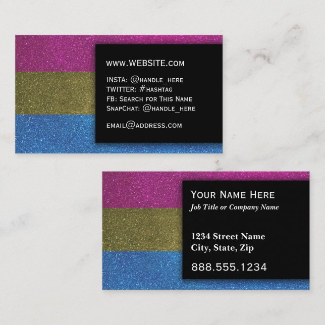 Tarjeta De Visita PURPURINA del Orgullo LGBTQ Pansexual maquillaje a (Anverso / Reverso)