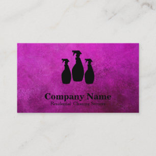 Tarjeta De Visita Purpurina del Servicio de Limpieza Elegante Bokeh