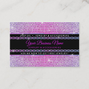 Tarjeta De Visita Purpurina Diamonds Girly Jewelry