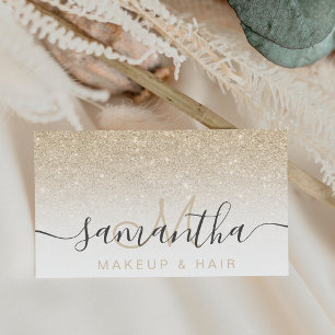 Tarjeta De Visita Purpurina dorado claro moderno cabello de maquilla