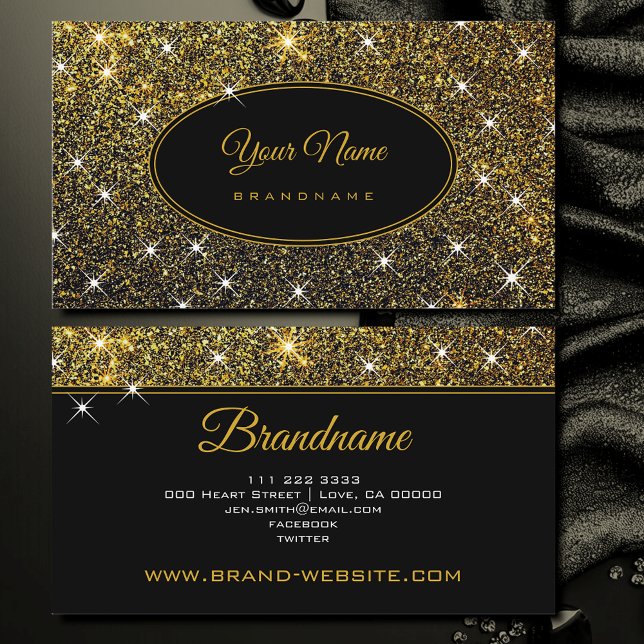 Tarjeta De Visita Purpurina Dorado de lujo Glam Luminosas Estrellas  (Subido por el creador)
