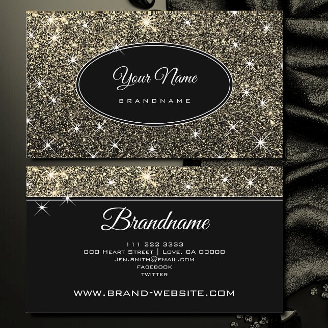 Tarjeta De Visita Purpurina Dorado de lujo Glam Luminosas Estrellas  (Subido por el creador)