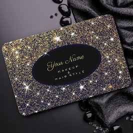 Tarjeta De Visita Purpurina Dorado Estrellas Elegante Lujo Elegante