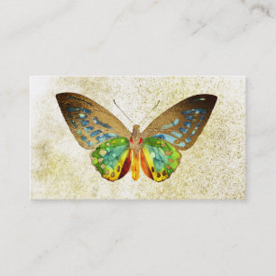 Tarjeta De Visita *~* Purpurina dorado Mariposa blanca dorada