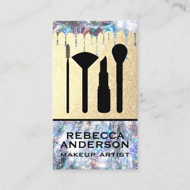 Tarjeta De Visita Purpurina Drip | Kit de maquillaje (Anverso)