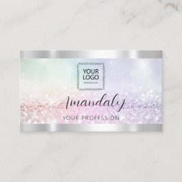 Tarjeta De Visita Purpurina elegante con el logotipo de QRCode de la