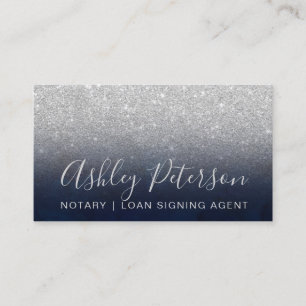 Tarjeta De Visita Purpurina elegante de la plata de los azules