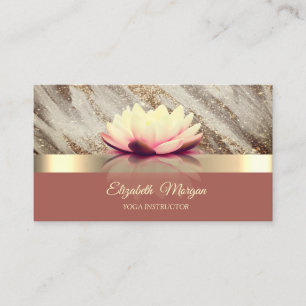 Tarjeta De Visita Purpurina elegante de Lotus Gold