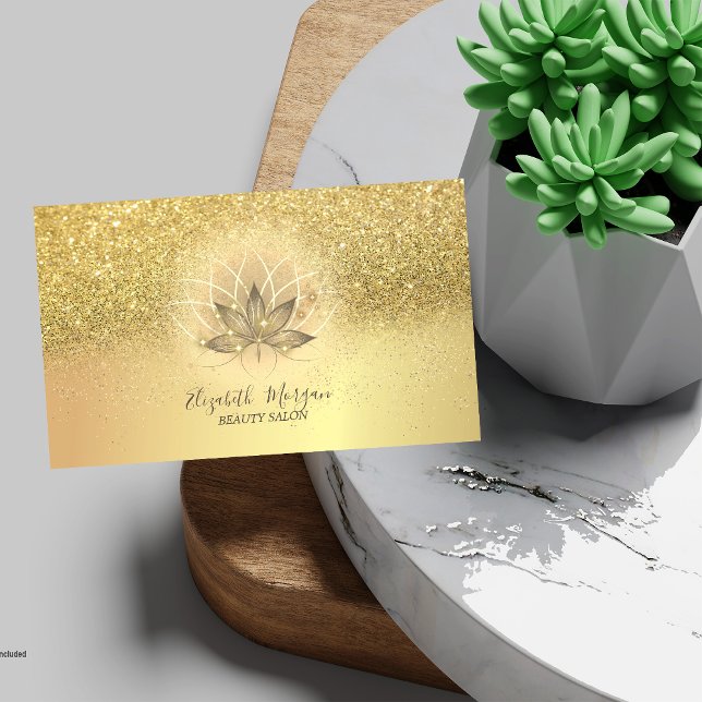 Tarjeta De Visita Purpurina elegante de Lotus Sparkle Confetti (Subido por el creador)