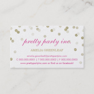 Tarjeta De Visita Purpurina elegante del oro del rosa del confeti de