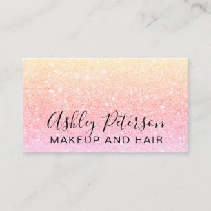 Tarjeta De Visita Purpurina elegante del rosa del amarillo de la