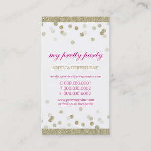 Tarjeta De Visita Purpurina elegante lindo del oro del confeti de la