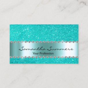 Tarjeta De Visita Purpurina elegante Metalizado del diamante azul de