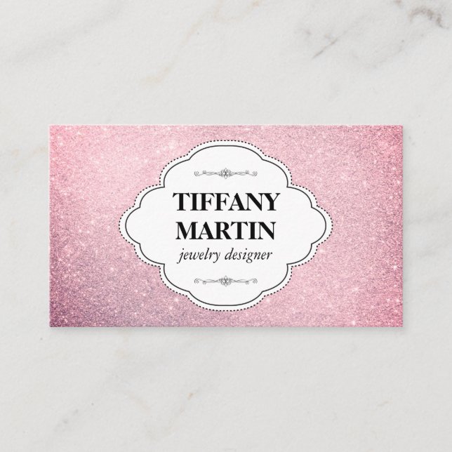 Tarjeta De Visita Purpurina elegante y elegante (Anverso)
