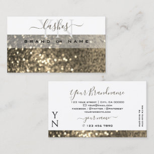 Tarjeta De Visita Purpurina Esparkling de oro blanco Monograma