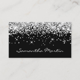 Tarjeta De Visita Purpurina espárricamente plateado en negro