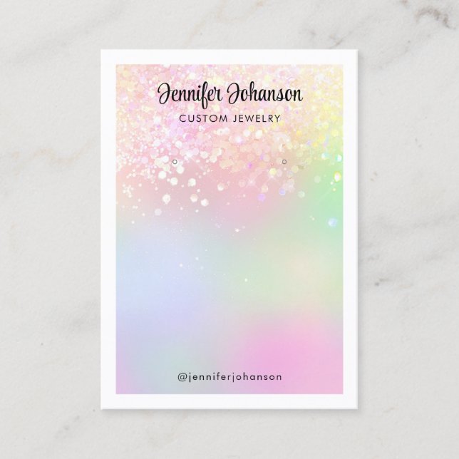 Tarjeta De Visita Purpurina espumoso portajoyas pendientes arcoiris (Anverso)
