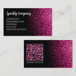 Tarjeta De Visita Purpurina falso rosa caliente brillante código QR