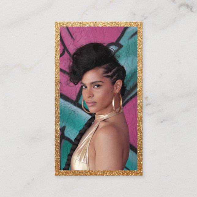 Tarjeta De Visita Purpurina Faux Gold de la actriz modelo (Anverso)