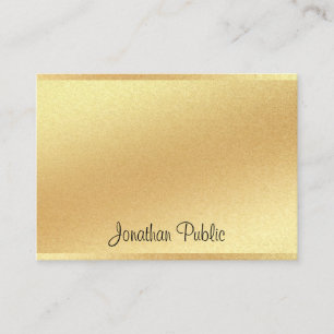 Tarjeta De Visita Purpurina Faux Gold Hand Script Elegante Caligrafí