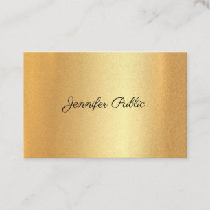 Tarjeta De Visita Purpurina Faux Gold Hand Script Elegante Caligrafí