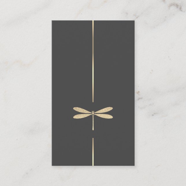Tarjeta De Visita Purpurina Faux Minimalista Dragonfly (Anverso)