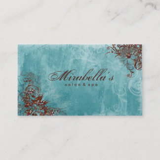 Tarjeta De Visita Purpurina Floral Salon Spa Grunge Sparkle