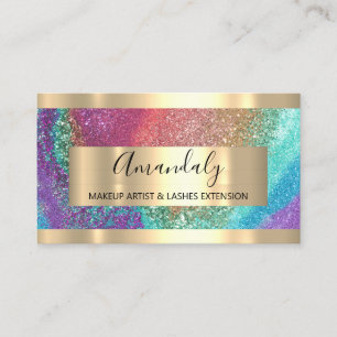 Tarjeta De Visita Purpurina Frame Event Planner SPA Hair Nails Gold