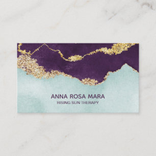 Tarjeta De Visita *~* Purpurina Geode Gold del Agate azul morado