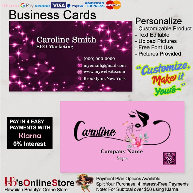 Tarjeta De Visita Purpurina Girly Star Sparkles Elegante Código QR R (Girly Star Glitter Sparkles Elegant Pink QR Code Business Card 33.)