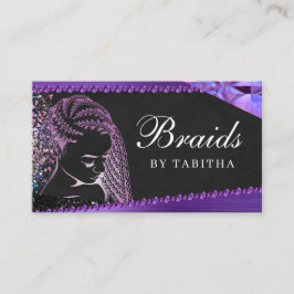 Tarjeta De Visita Purpurina Glam Resumen Salón de trenzado de pelo m