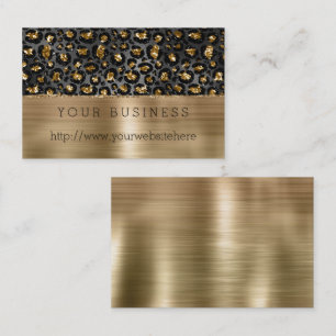Tarjeta De Visita Purpurina Gold Black Leopard
