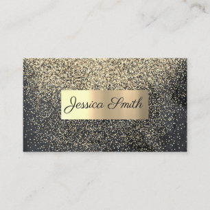 Tarjeta De Visita Purpurina Gold Confetti   Metálico cepillado de or