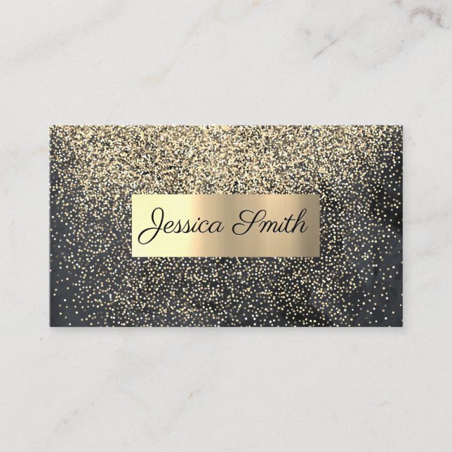Tarjeta De Visita Purpurina Gold Confetti | Metálico cepillado de or (Anverso)