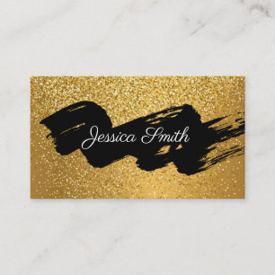 Tarjeta De Visita Purpurina Gold Confetti   Pincel negro