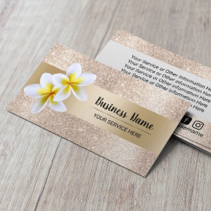Tarjeta De Visita Purpurina Gold de lujo Beach Flower Beauty Salon S