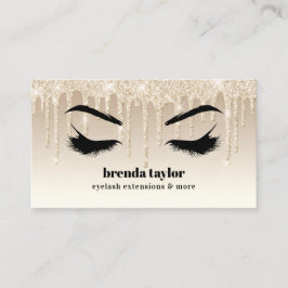 Tarjeta De Visita Purpurina Gold Drips Eyelash Browbar profesional